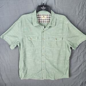 Woolrich Short Sleeve Button Down Shirt Green Men's Large